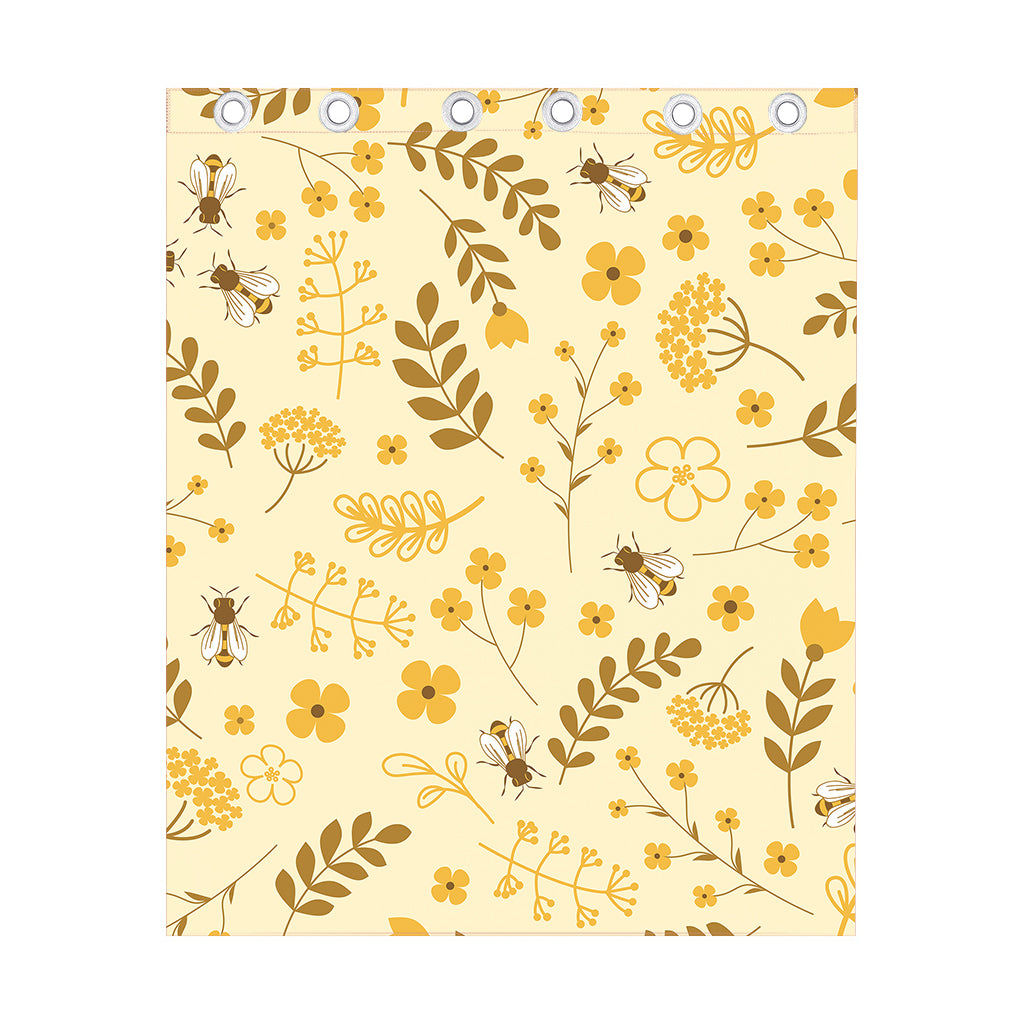 Flower Bee Pattern Print Curtain
