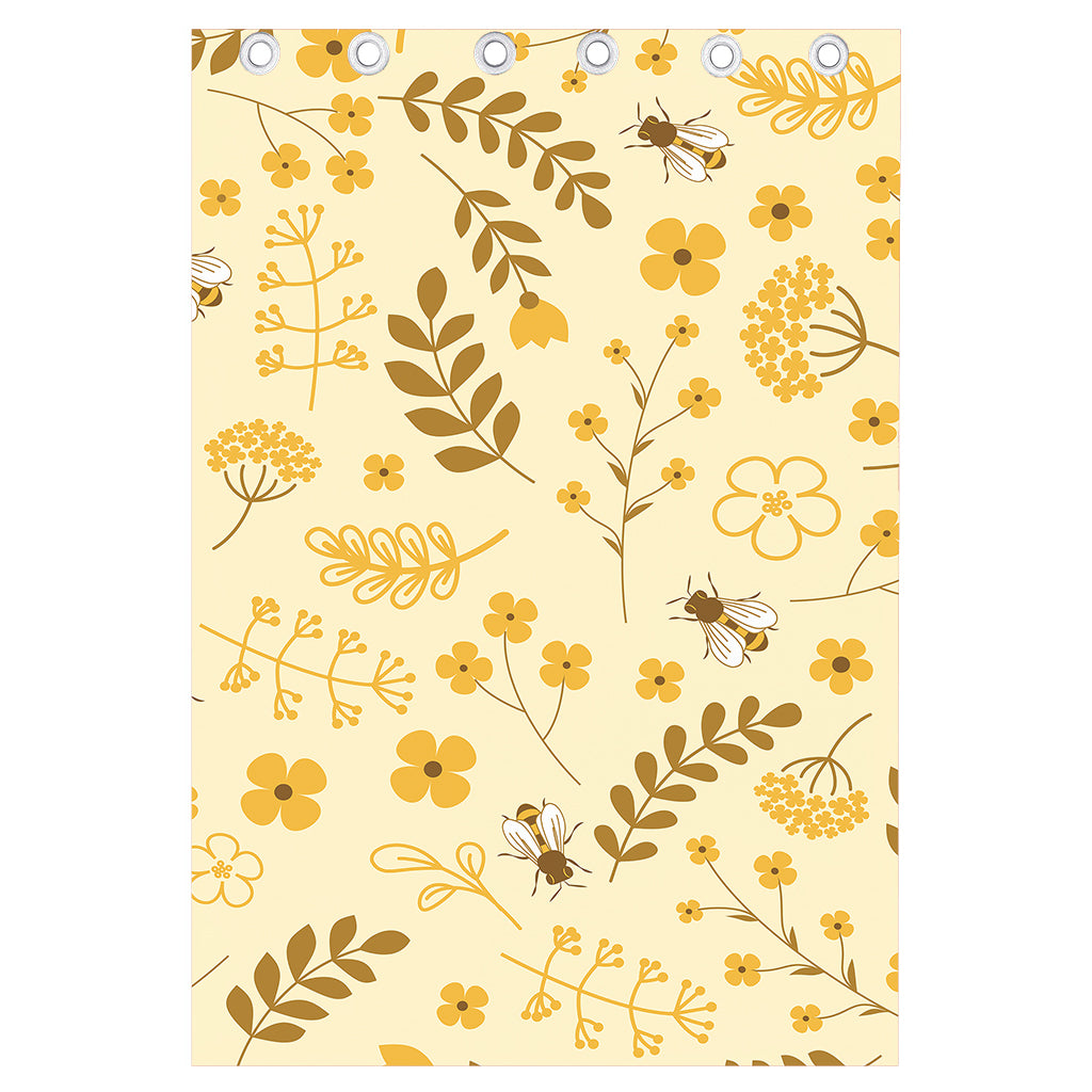 Flower Bee Pattern Print Curtain