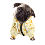 Flower Bee Pattern Print Dog Zip Up Hoodie
