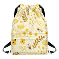 Flower Bee Pattern Print Drawstring Backpack