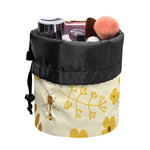 Flower Bee Pattern Print Drawstring Makeup Bag