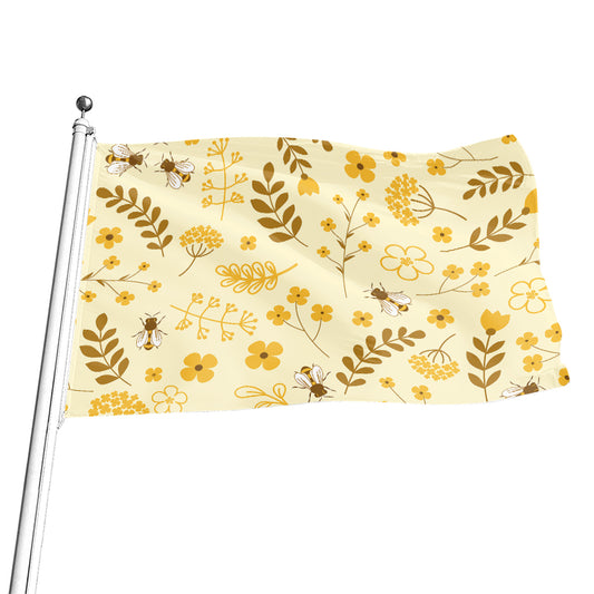 Flower Bee Pattern Print Flag