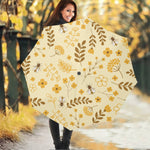 Flower Bee Pattern Print Foldable Umbrella