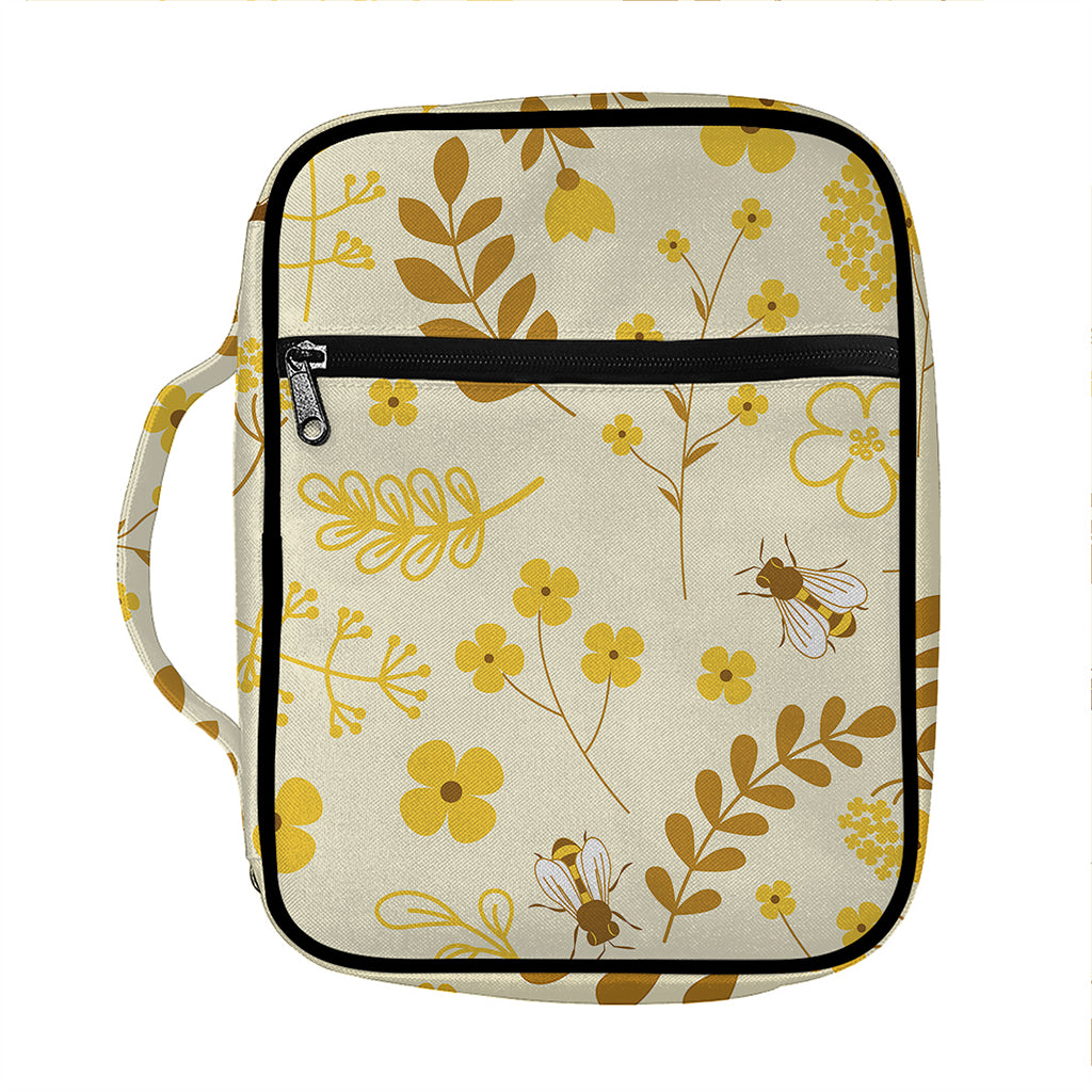 Flower Bee Pattern Print Front Pocket Bible Bag