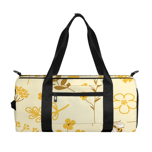 Flower Bee Pattern Print Gym Bag