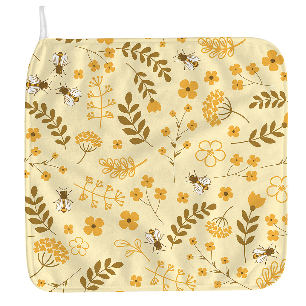 Flower Bee Pattern Print Hand Towel