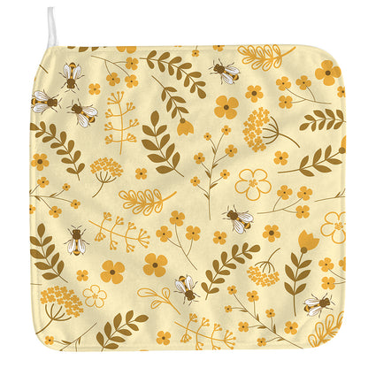 Flower Bee Pattern Print Hand Towel