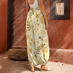 Flower Bee Pattern Print Harem Pants