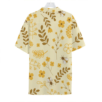 Flower Bee Pattern Print Hawaiian Shirt