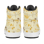 Flower Bee Pattern Print High Top Leather Sneakers