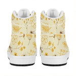 Flower Bee Pattern Print High Top Leather Sneakers