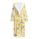 Flower Bee Pattern Print Hooded Bathrobe