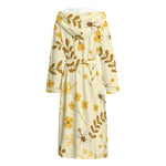 Flower Bee Pattern Print Hooded Bathrobe