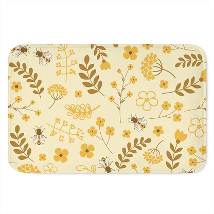 Flower Bee Pattern Print Indoor Door Mat
