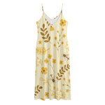 Flower Bee Pattern Print Jersey Midi Cami Dress
