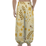 Flower Bee Pattern Print Lantern Pants