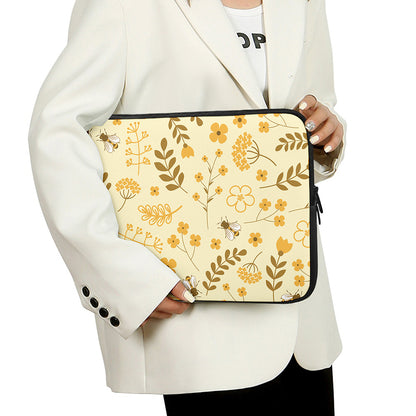 Flower Bee Pattern Print Laptop Sleeve