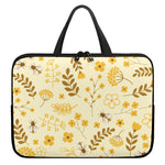 Flower Bee Pattern Print Laptop Sleeve With Handle