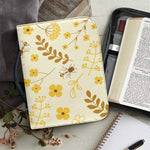 Flower Bee Pattern Print Leather Bible Cover