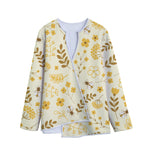 Flower Bee Pattern Print Long Sleeve Short Coat