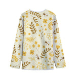 Flower Bee Pattern Print Long Sleeve Short Coat