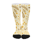 Flower Bee Pattern Print Long Socks
