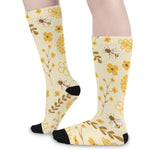 Flower Bee Pattern Print Long Socks