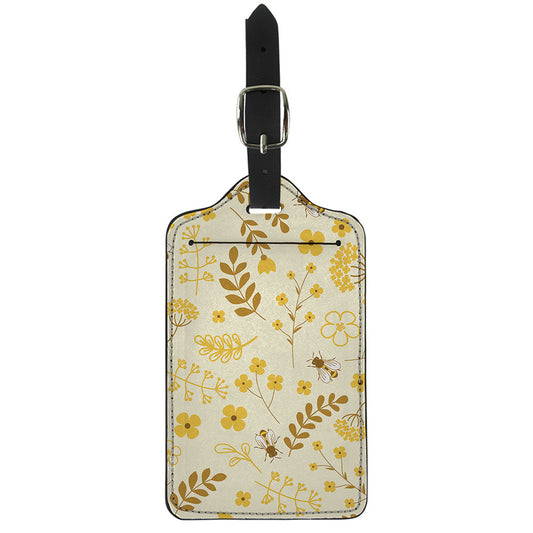 Flower Bee Pattern Print Luggage Tag