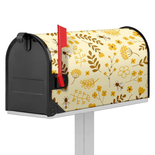 Flower Bee Pattern Print Mailbox Cover