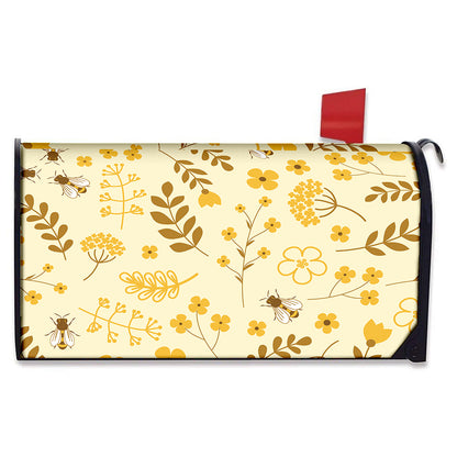 Flower Bee Pattern Print Mailbox Cover