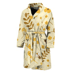 Flower Bee Pattern Print Men's Bathrobe