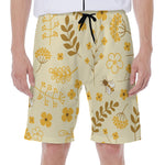 Flower Bee Pattern Print Men's Beach Shorts