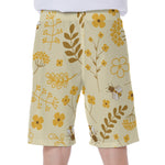 Flower Bee Pattern Print Men's Beach Shorts