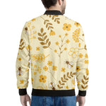 Flower Bee Pattern Print Men's Bomber Jacket