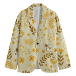 Flower Bee Pattern Print Men's Cotton Blazer