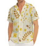 Flower Bee Pattern Print Men's Deep V-Neck Shirt
