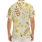Flower Bee Pattern Print Men's Deep V-Neck Shirt