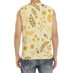 Flower Bee Pattern Print Men's Fitness Tank Top