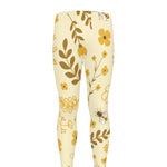 Flower Bee Pattern Print Men's leggings