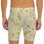 Flower Bee Pattern Print Men's Long Boxer Briefs