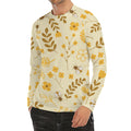 Flower Bee Pattern Print Men's Long Sleeve Rash Guard