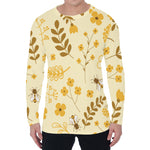 Flower Bee Pattern Print Men's Long Sleeve T-Shirt