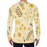 Flower Bee Pattern Print Men's Long Sleeve T-Shirt