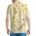 Flower Bee Pattern Print Men's Polo Shirt