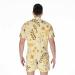 Flower Bee Pattern Print Men's Rompers