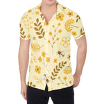 Flower Bee Pattern Print Men's Shirt