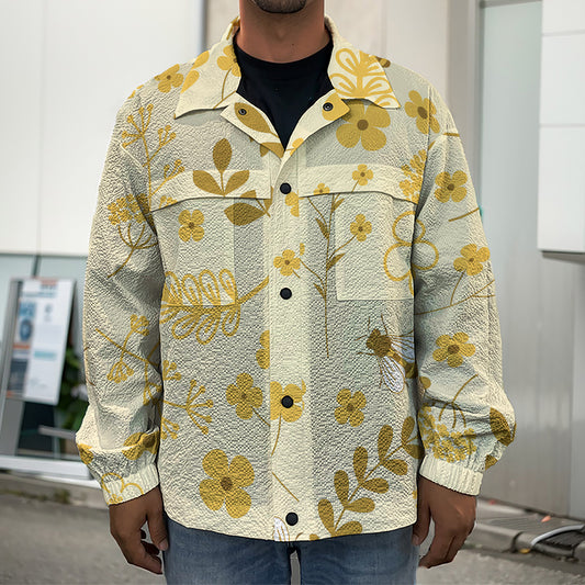 Flower Bee Pattern Print Men's Shirt Jacket