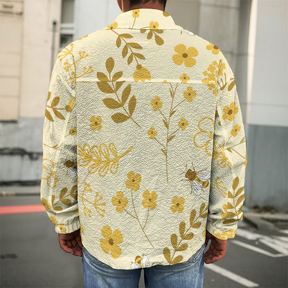Flower Bee Pattern Print Men's Shirt Jacket