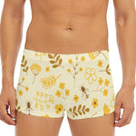 Flower Bee Pattern Print Men's Short Boxer Briefs