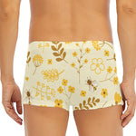 Flower Bee Pattern Print Men's Short Boxer Briefs